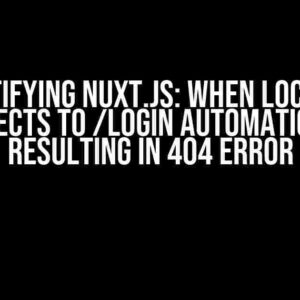 Demystifying Nuxt.js: When localhost redirects to /login automatically, resulting in 404 error